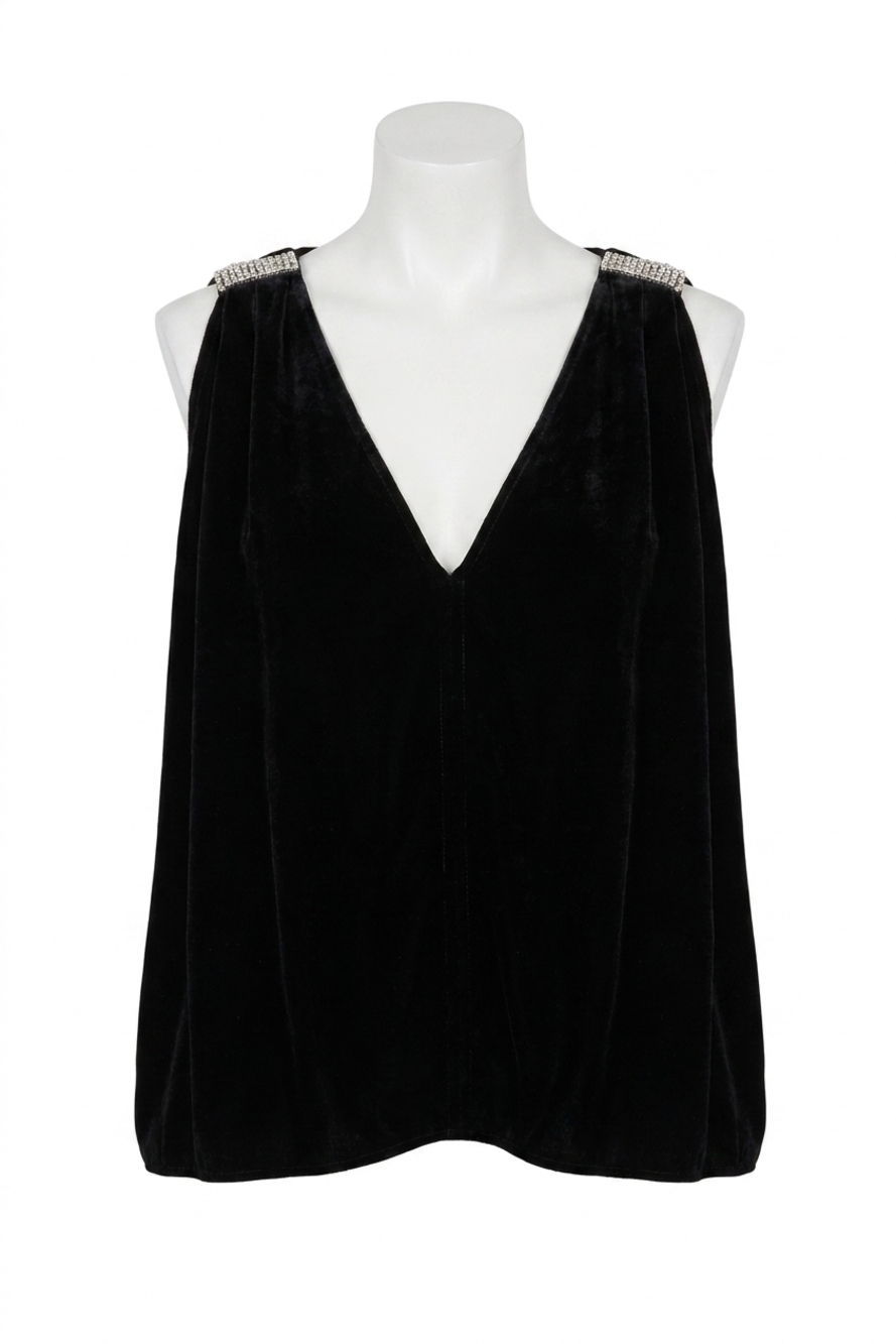 NEW VELVET BY GRAHAM & SPENCER adelle top in black